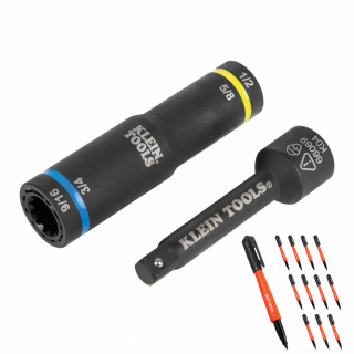 Klein Tools 4-In-1 Flip Quad Socket with Free Marker Gift